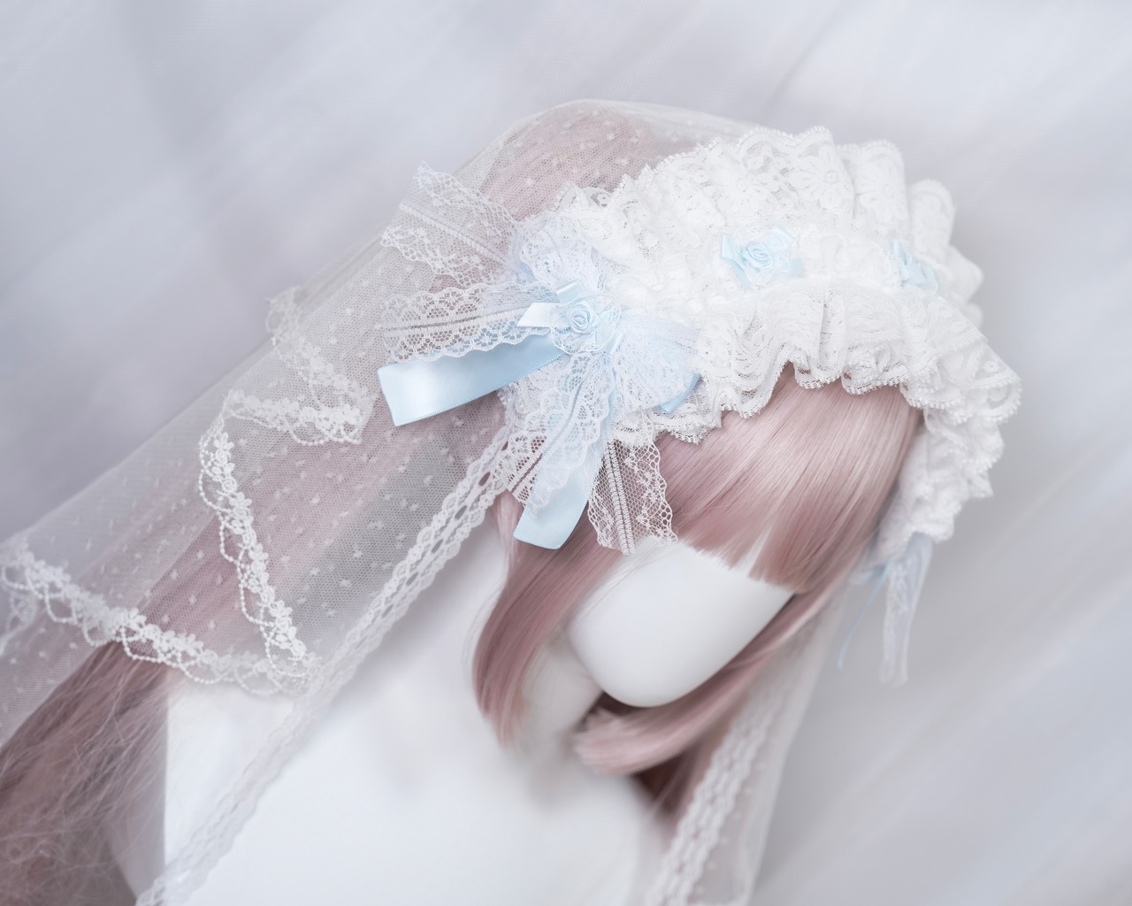 ♡【Sayakadoll original No.17】（ヴェール別売り）儚げプリンセス お花とホワイトレースのフリルリボンヘッドドレス white