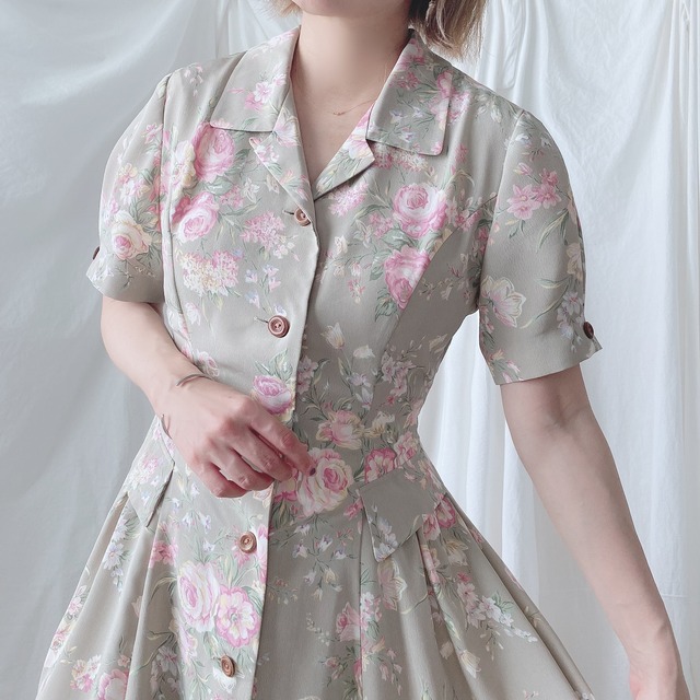 No 6170 古着 レトロ 柄シャツ 総柄 花柄 ロングワンピース 古着店pim レトロ ヴィンテージ 柄シャツ No 6170 古着 レトロ 柄シャツ 総柄 花柄 ロングワンピース 古着店pim レトロ ヴィンテージ 柄シャツ