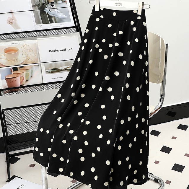 a-line dotted drape skirt m0298