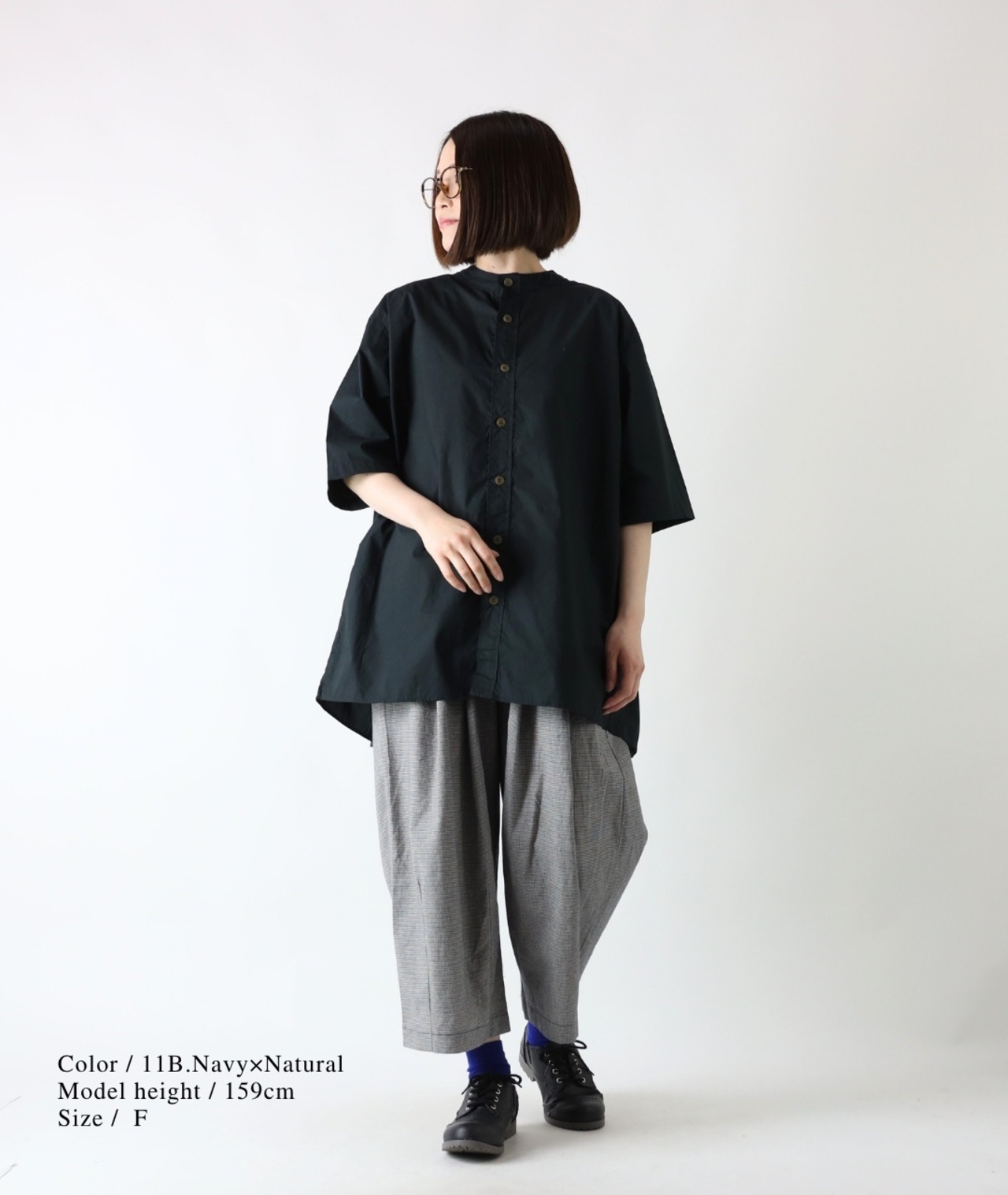 COLORK/コットンリネン千鳥 タック入りワイドパンツ