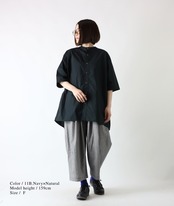 COLORK/コットンリネン千鳥 タック入りワイドパンツ