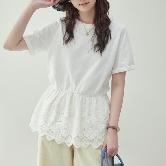 peplum lace hem tops