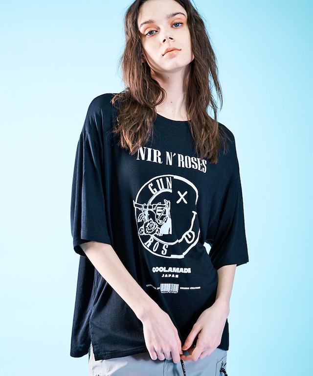 バンドロゴソフトプリントルーズTシャツ (BLACK)　CQ-46093