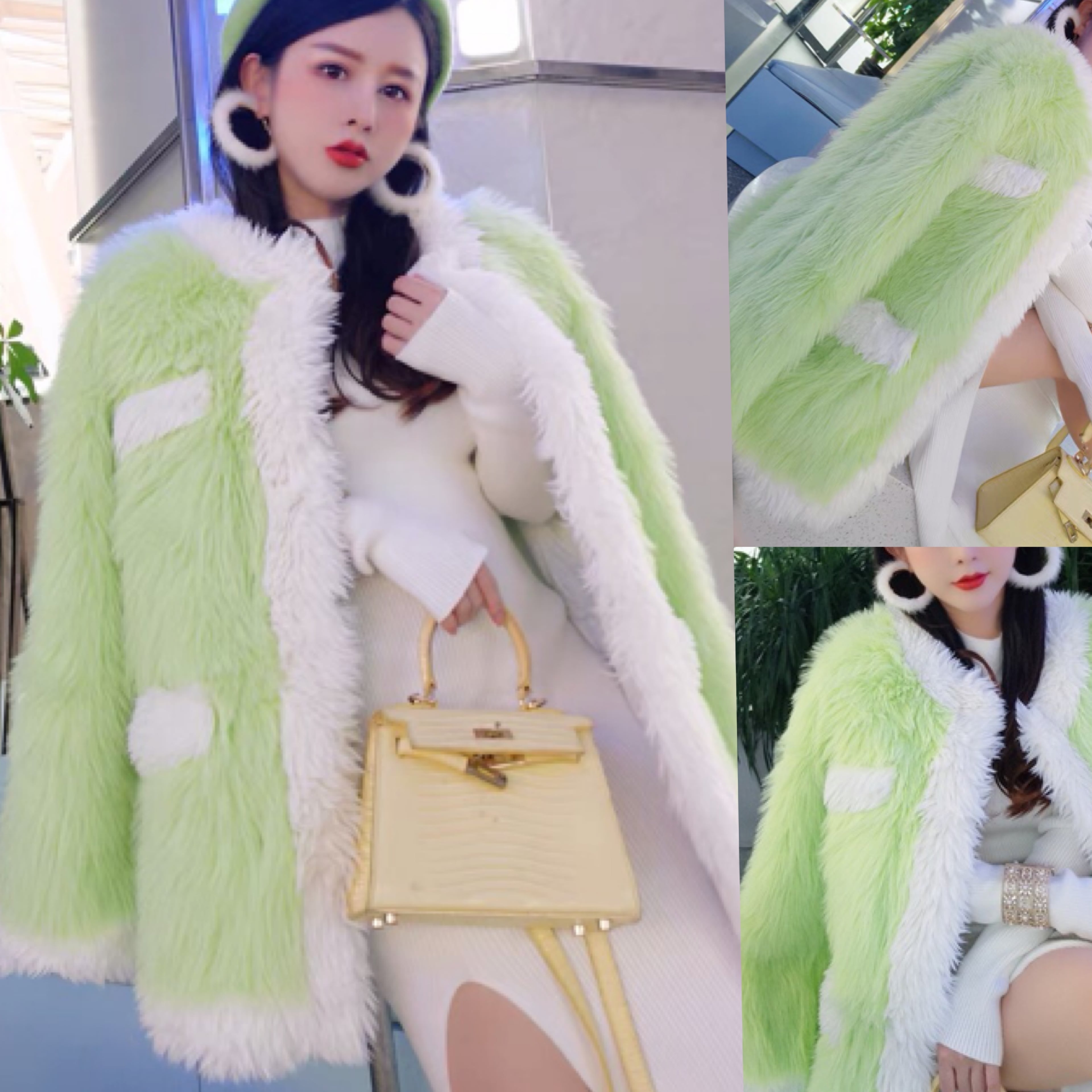 グリーン 緑 ファー コート アウター ジャケット | LOVEYsmileSHOP
