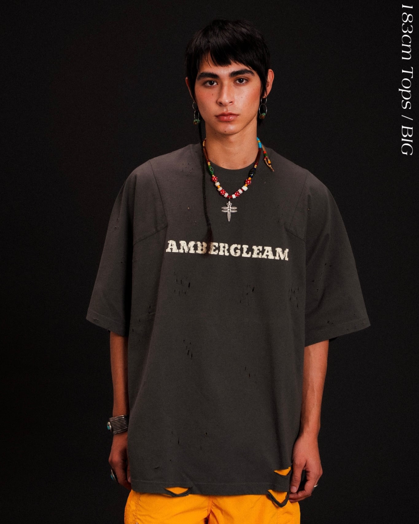 Damage LOGO T-Shirts|Charcoal | AMBERGLEAM