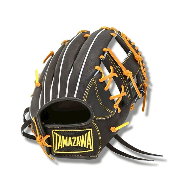 【硬式】玉澤 内野手用グローブ TUG-06DX 右投げ HウェブⅡ（本体：ブラック　紐：タン）｜タマザワ