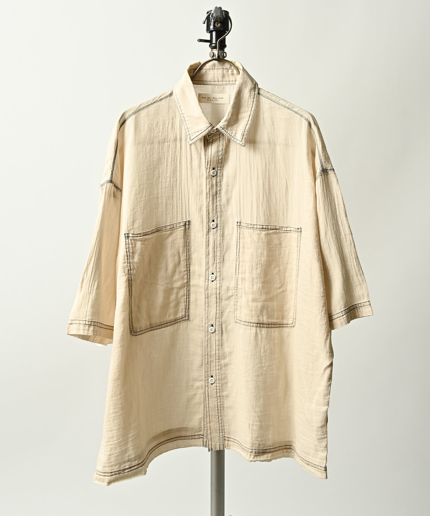 many men many mind 2.2oz Denim Regular Color Short-Sleeve Shirt (L/BEG) M2615100