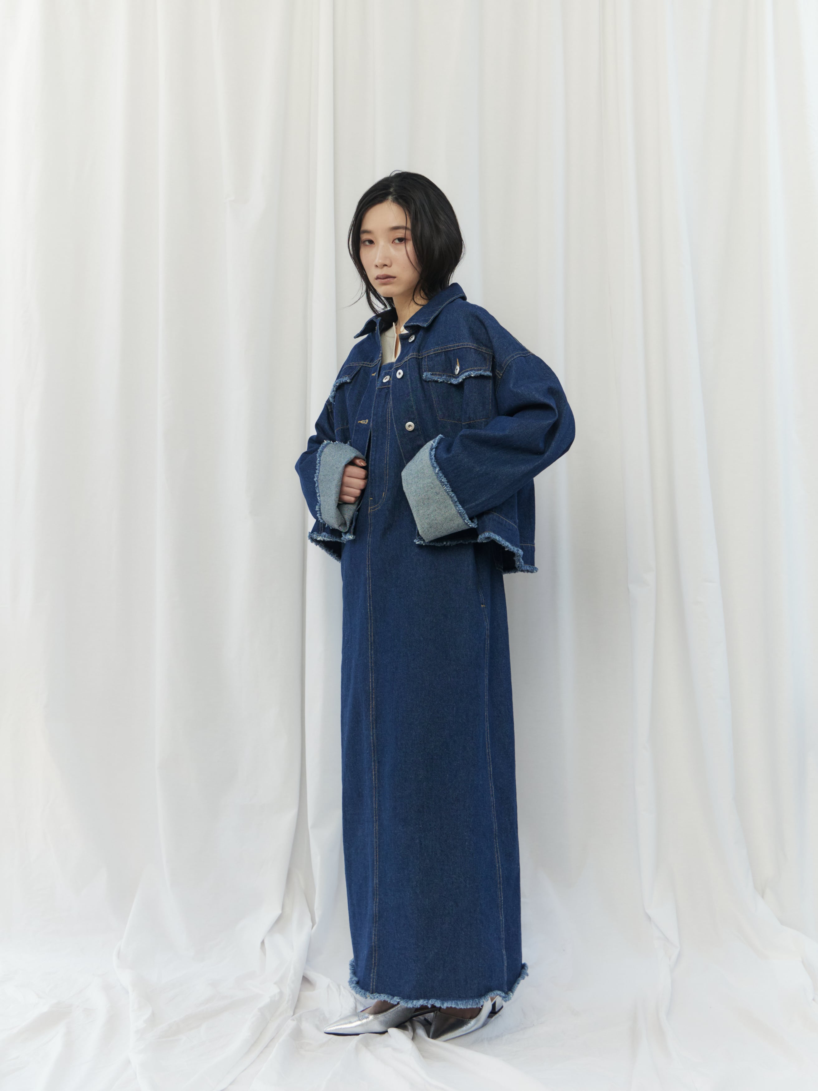FRINGED DENIM JUMPER SKIRT（ｽｿﾌﾘﾝｼﾞｼﾞｬﾝｽｶ）【5613027】 | CIEL'AIR