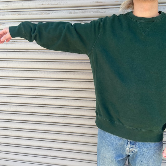 90s Ralph Lauren 前Vスウェット サイドリブ モスグリーン