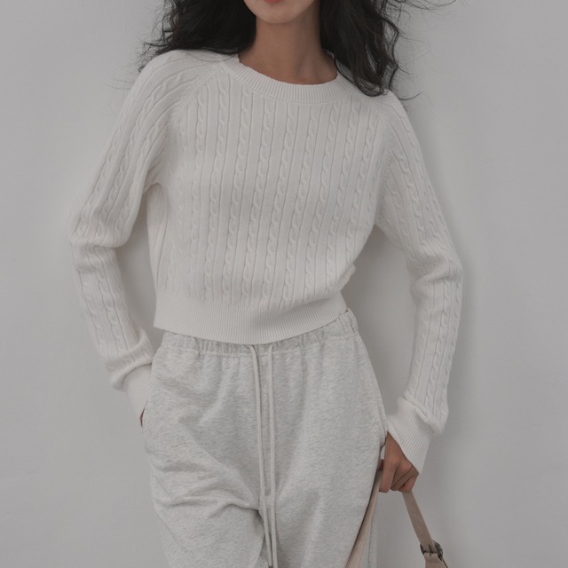 twist texture short knit top J00035