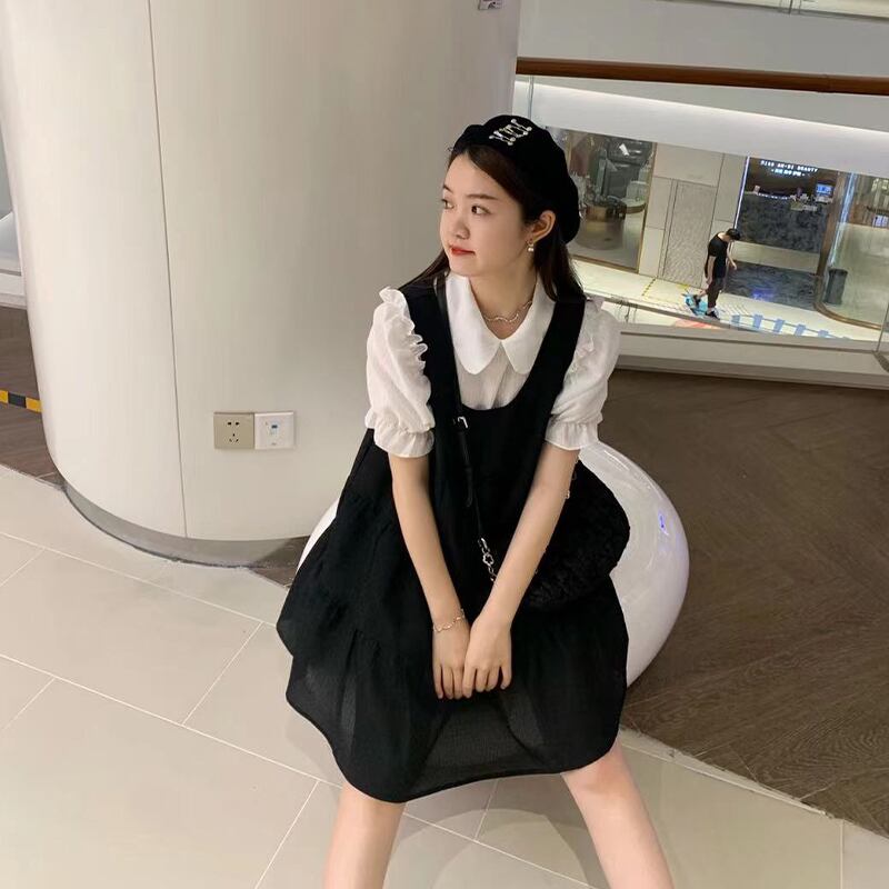 スカート スタンダードカラーホワイトシャツ サマー レトロ 夏物 HUCHUJING12147840474