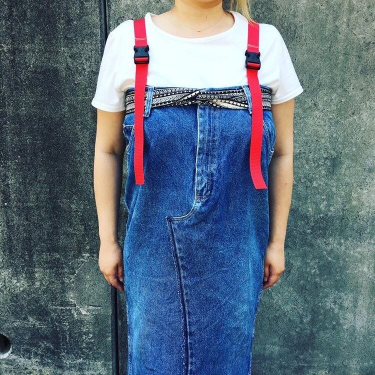 リメイク✯モノトーンベルトデニムワンピース✯北米企画ラングラー古着