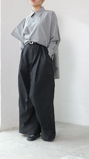 i’m here - “He is twitted” Pants :Black|ツイスト立体パターン/軽量ポリエステル/レザーパッチ