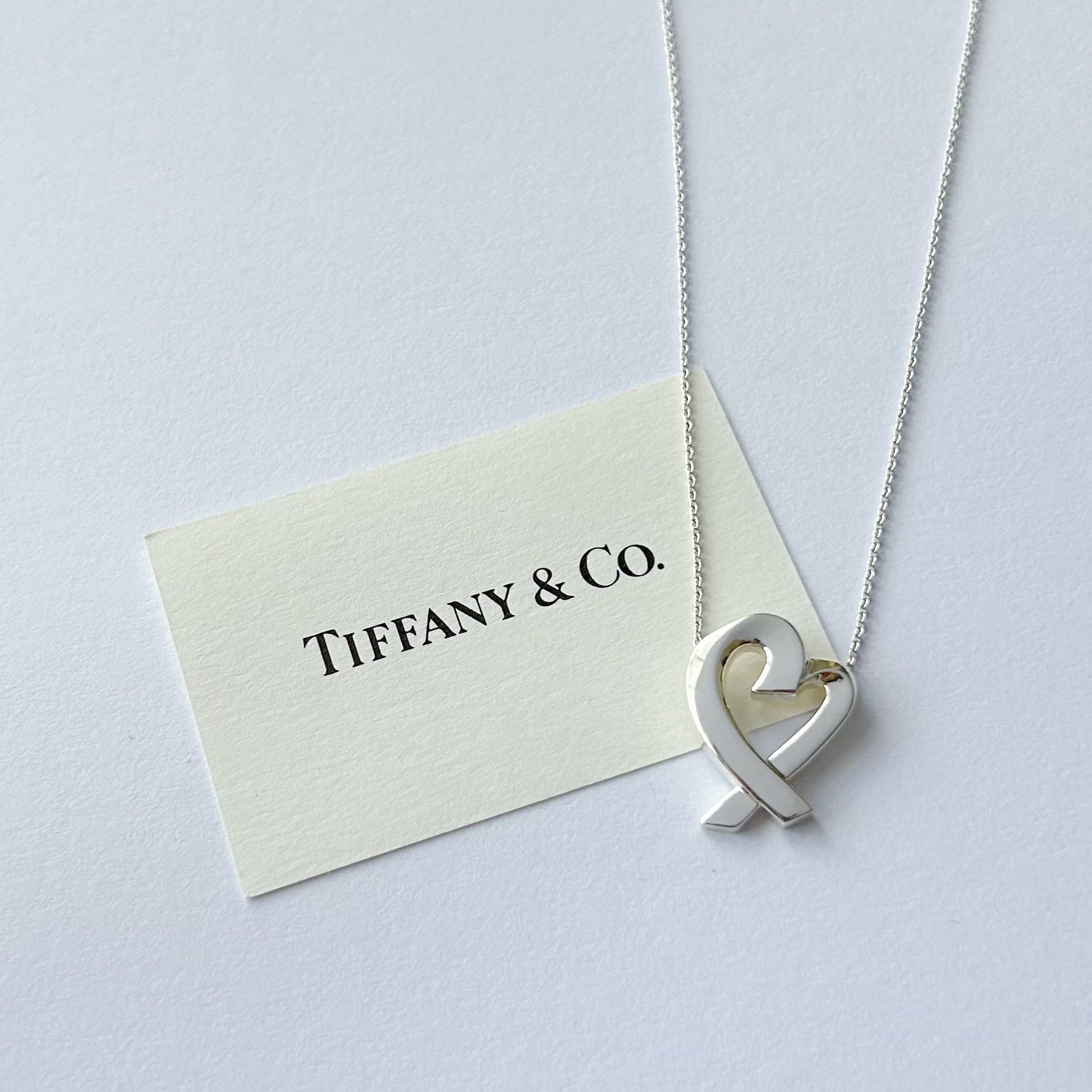 T7059】Tiffany&Co. open heart necklace big/silver925/ティファニー