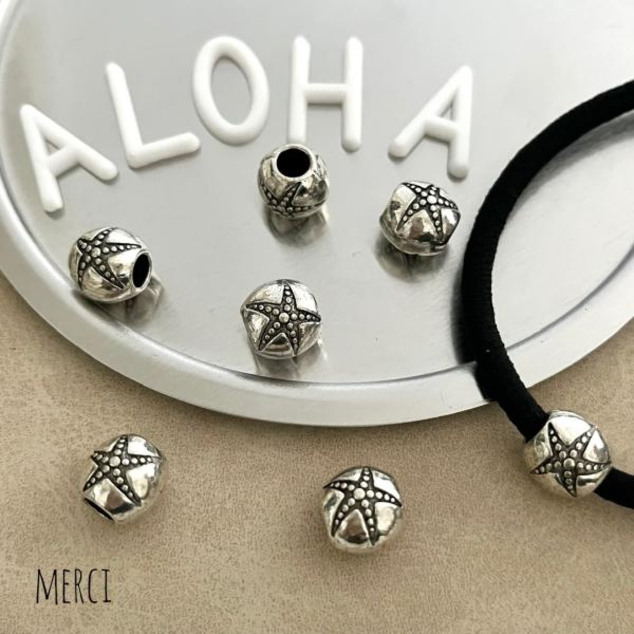 【2個】スターフィッシュメタルビーズ/スペーサー