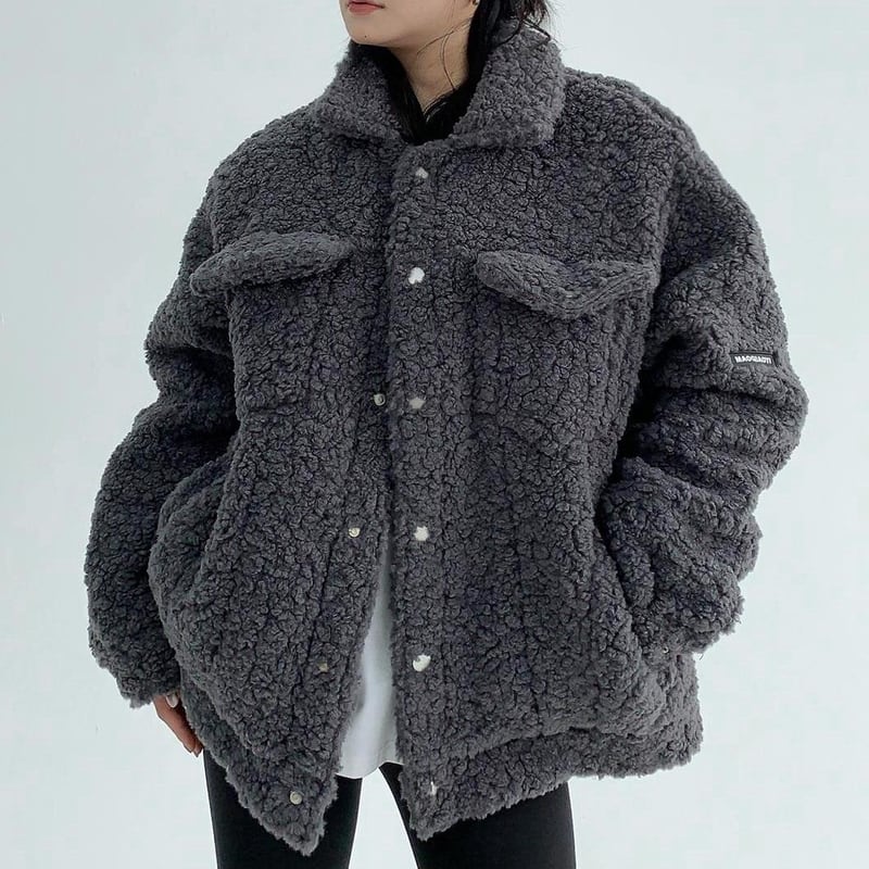 Patch pocket boa jacket 3 colors V2626