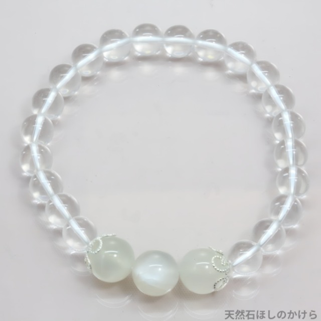 ムーンストーンと水晶のブレスレット(797)【未来予知・浄化・守護】