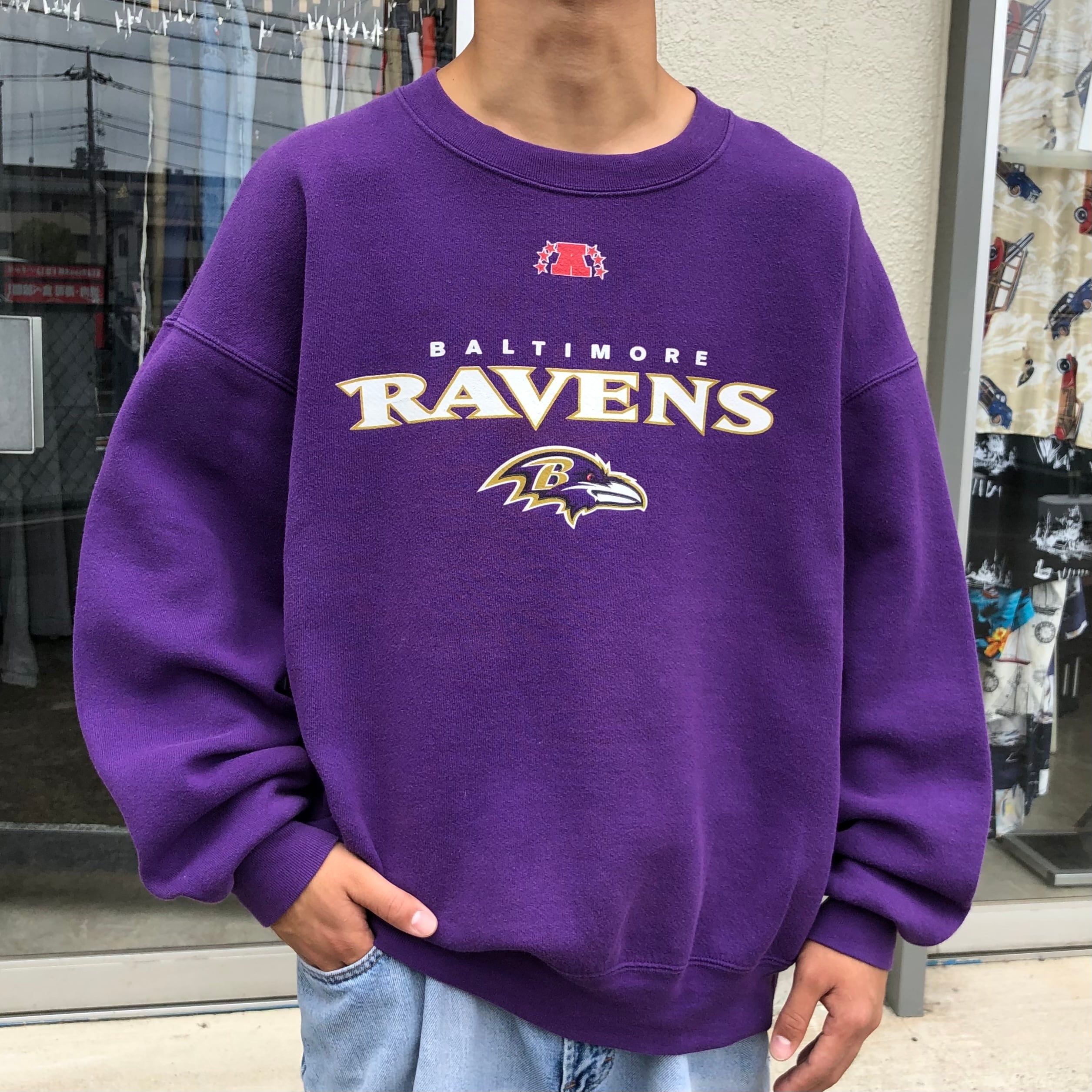 NFL ボルチモア・レイブンズ スタジャン ジャケット 刺繍 黒紫白
