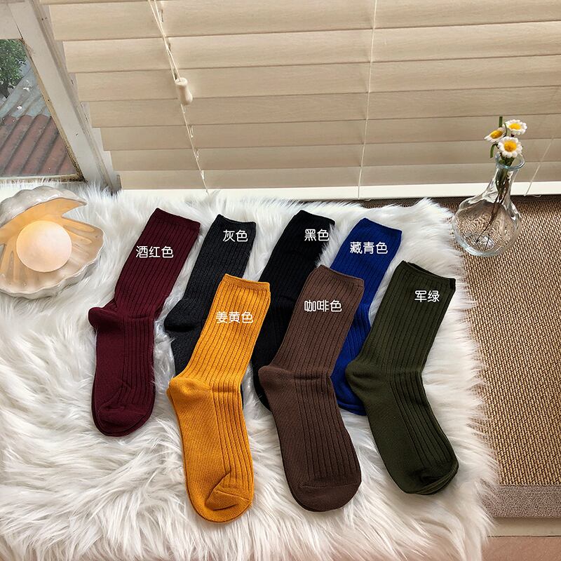 クレセントシティソックス女性インスティッド2020新しいミドルチューブソックス秋バージョンパイルソックスブラックロングチューブコットンソックス クレセントシティ69905225592