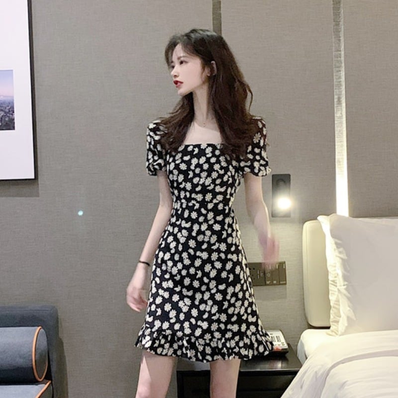 花柄スカートスモールデイジードレス2020新秋冬フレンチニッチコレクションウエストレトロ甘くて塩辛いスカート女性 YY-ファッション95117603353