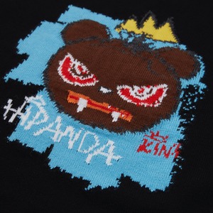 送料無料【HIPANDA ハイパンダ】メンズ バスキア パロディ セーター MEN'S BASQUIAT PARODY JACQUARD SWEATER / ORANGE・BLACK