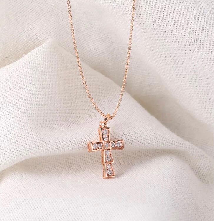 クロスネックレス ピンクゴールド 十字架 ジルコニア | jewelry Tim