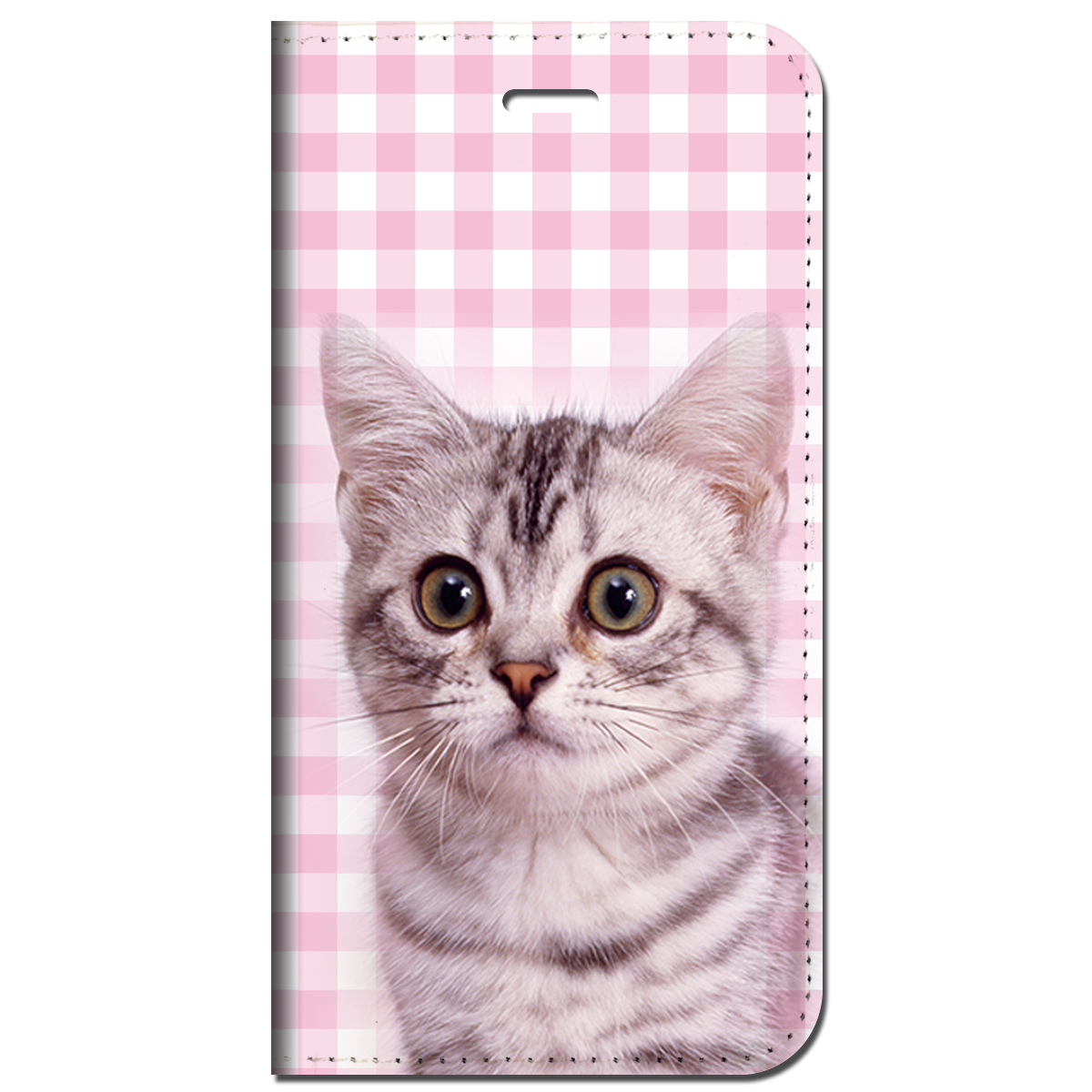 iPhone対応 スマホ 手帳型ケース アメリカンショートヘアピンク 動物 ペット猫 ねこ 【iPhone17 / iPhone16 / iPhone16e / iPhoneSE 他 iPhone各機種対応】 st65
