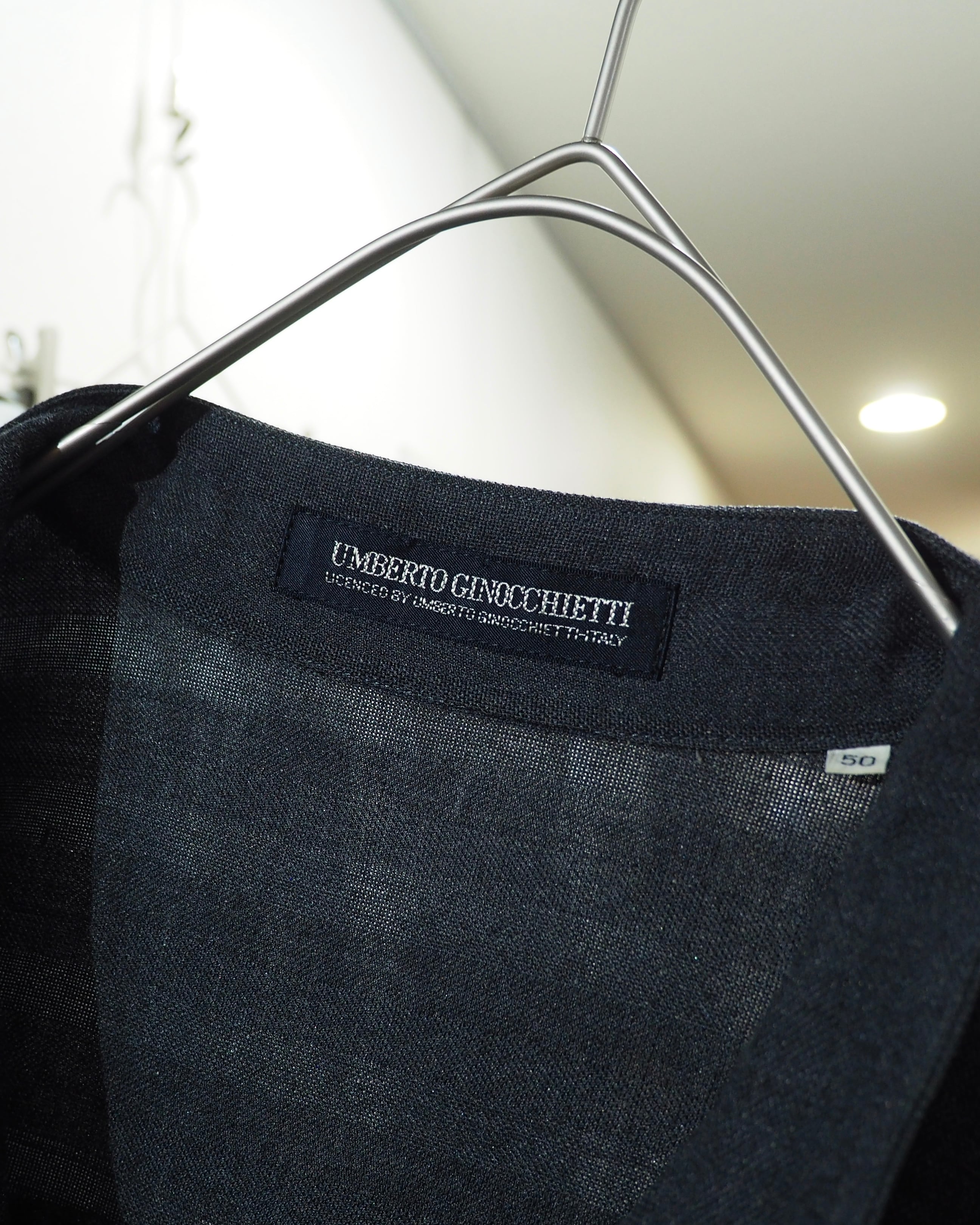 1990s " UMBERTO GINOCCHIETTI " Beautiful Charcoal Gray Color Vintage Over Silhouette No Collar Shirt