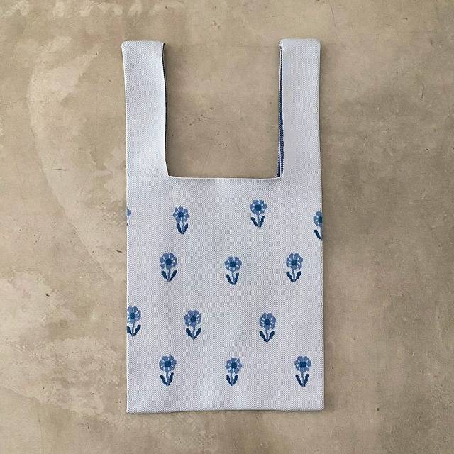 【Aiko Fukawa】布川愛子 KNIT MARCHE BAG  お花を掲げるうさぎたち ニットマルシェバッグ