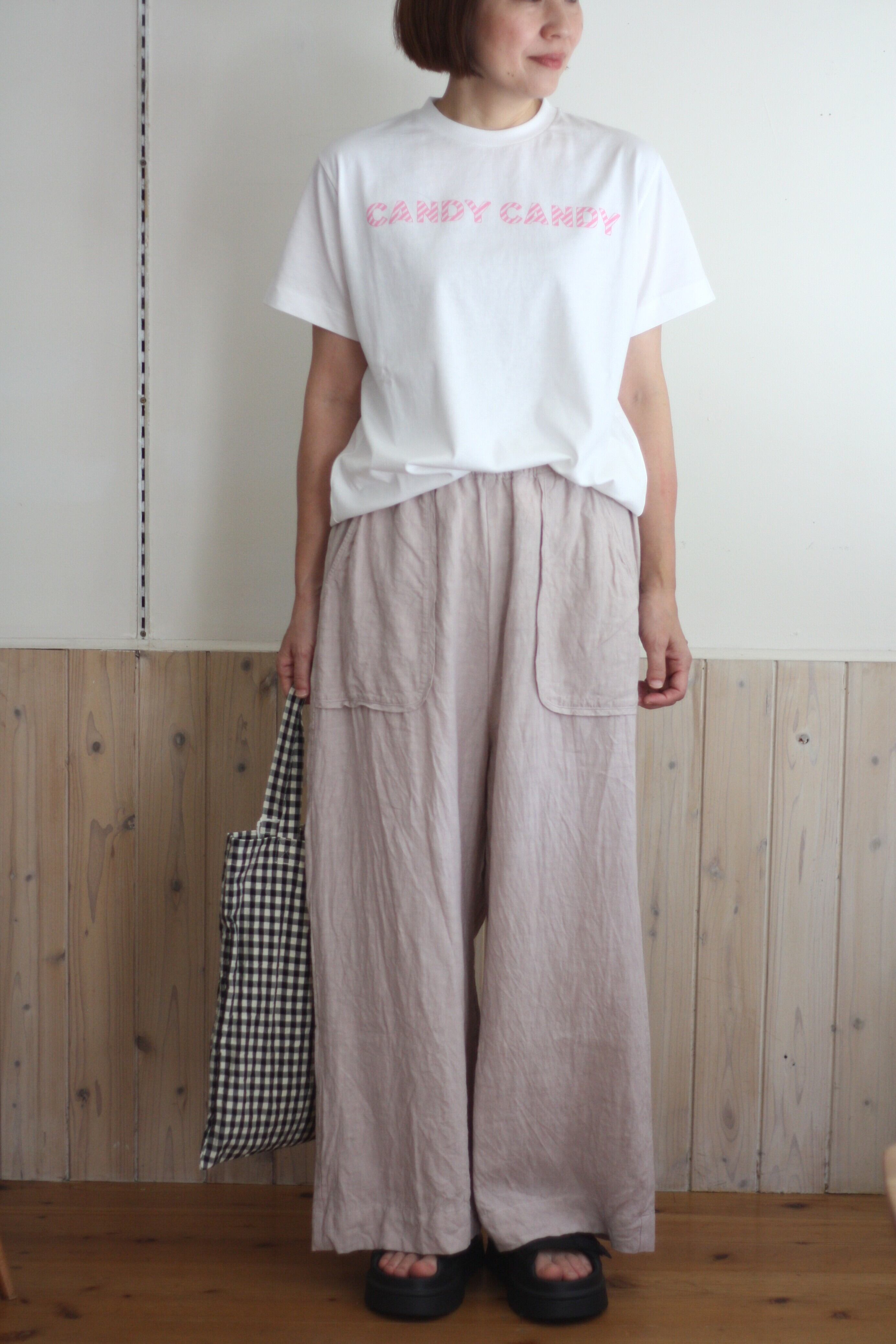 R&D.M.Co- オールドマンズテーラー CANDY CANDY T SHIRT STRIPE Pink