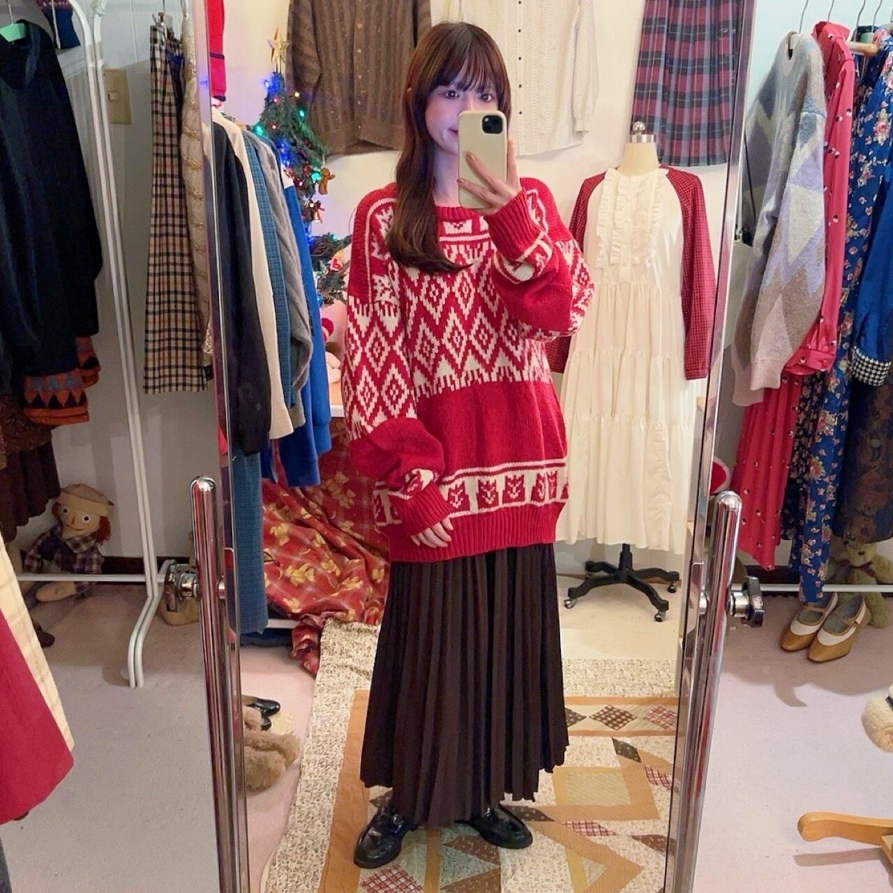 red × white nordic big sweater