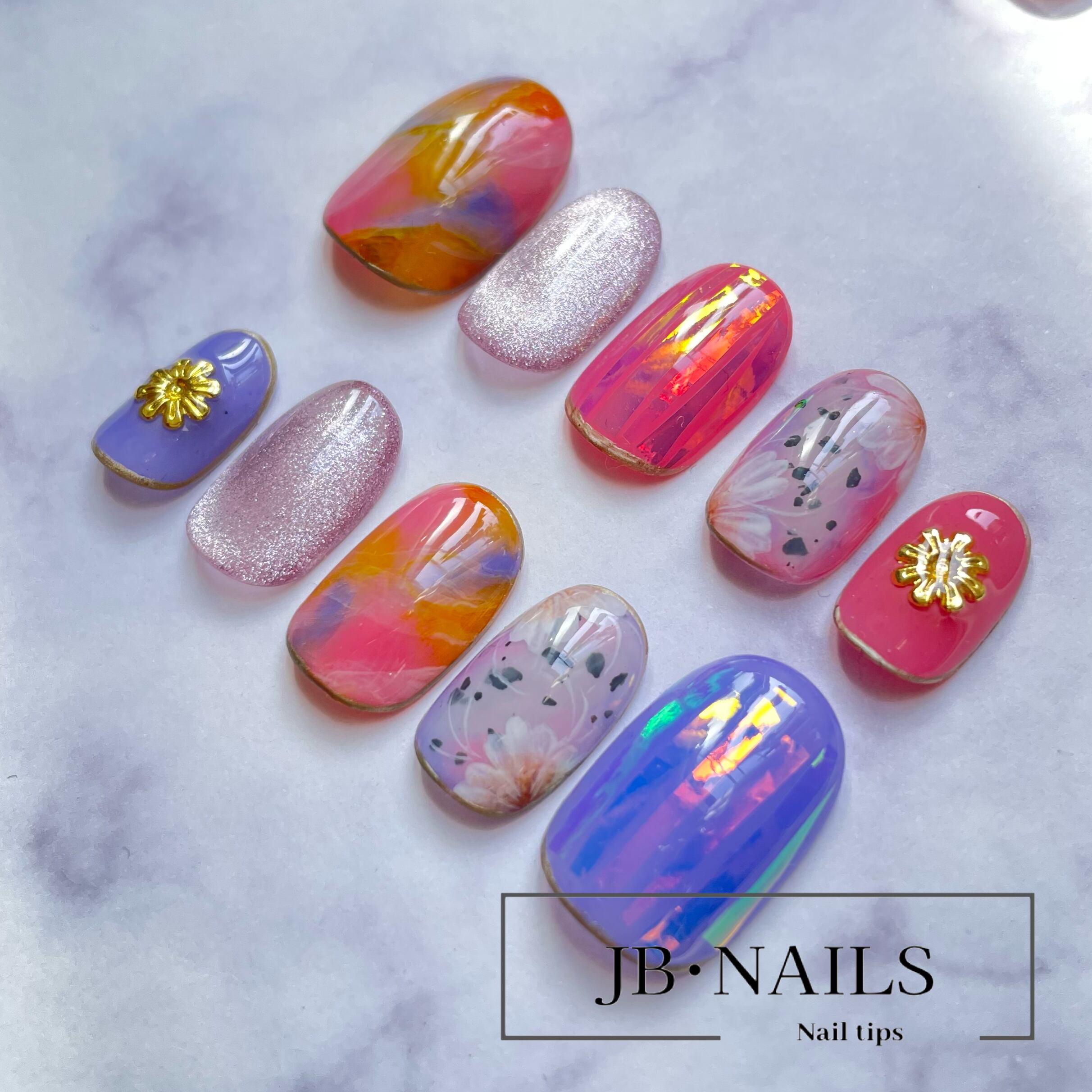 ໋☪︎ ネイルチップ No.179 現品 スプリング 春 マグネット オーロラ