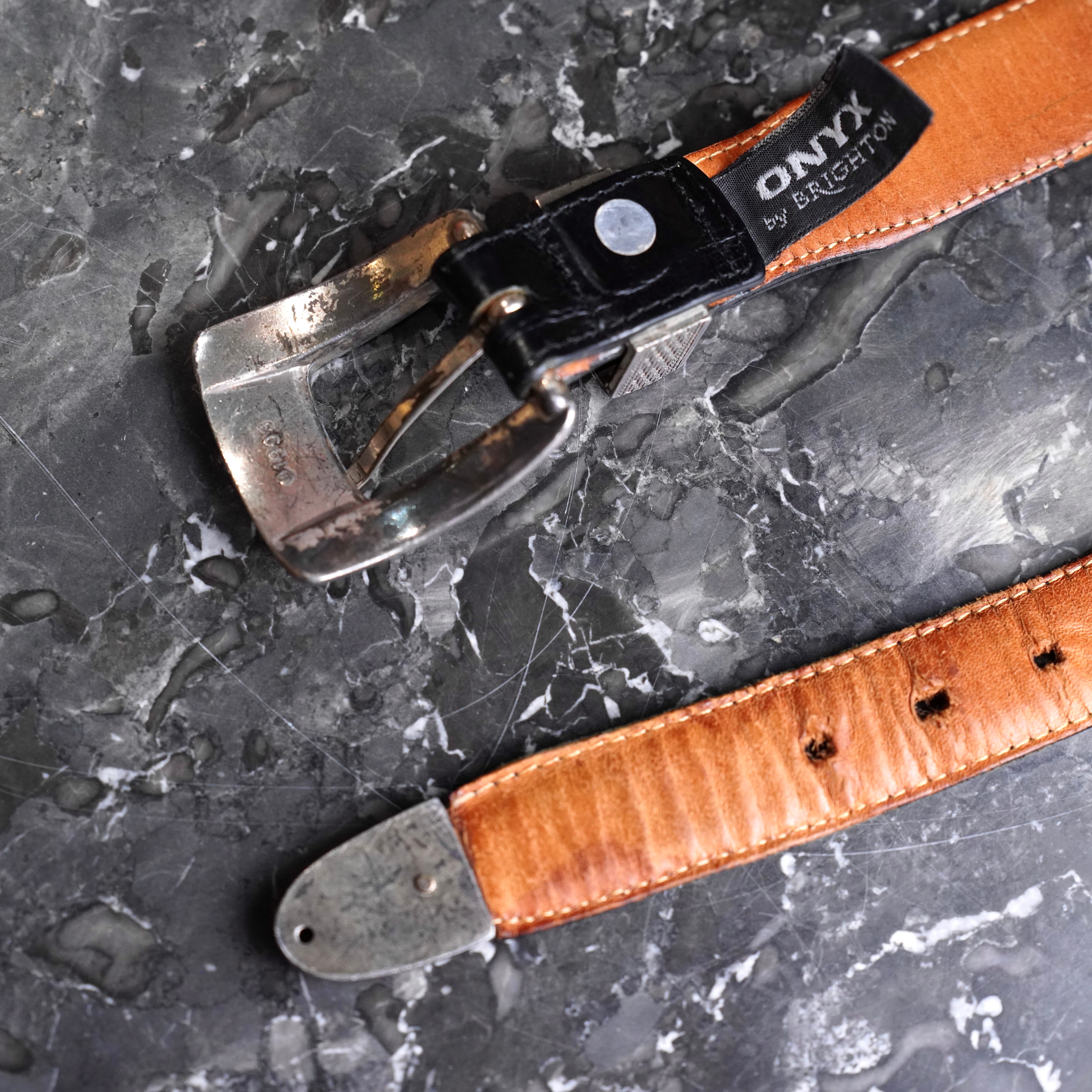 USA VINTAGE ONYX BY BRIGHTON BUCKLE DESIGN LEATHER BELT/アメリカ