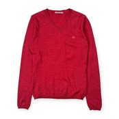 PS Paul Smith Women ポールスミス Vネック 長袖 ウール ニット セーター S/レッド レディース