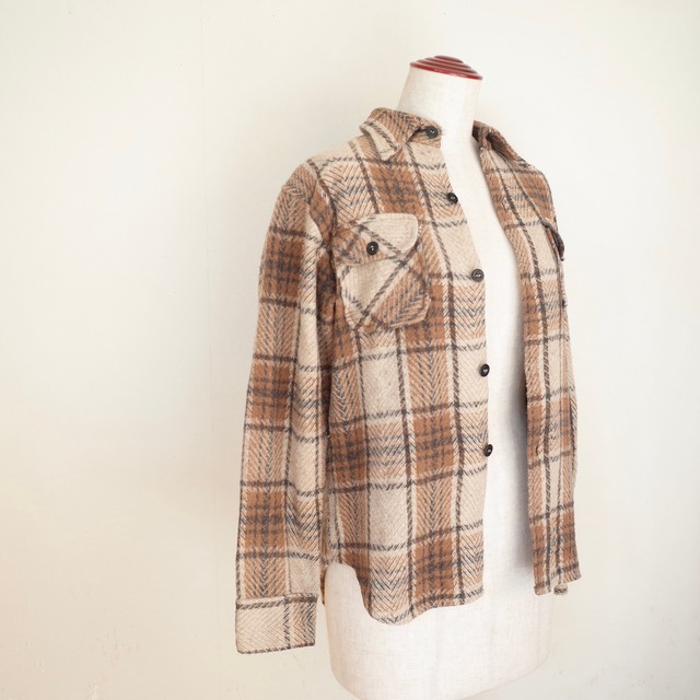 80s CPO checked shirt "beige"