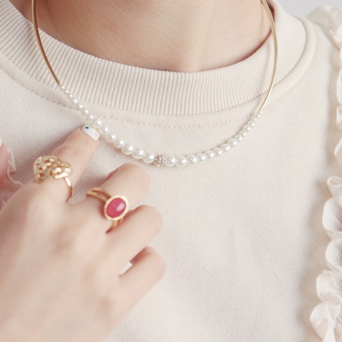 NECKLACE || 【通常商品】 SIMPLE PEARLS NECKLACE WITH ZIRCONIA || 1 NECKLACE || GOLD || FAL028