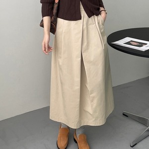 タック入りラップ風ミモレ丈Aラインスカート 2col 232019