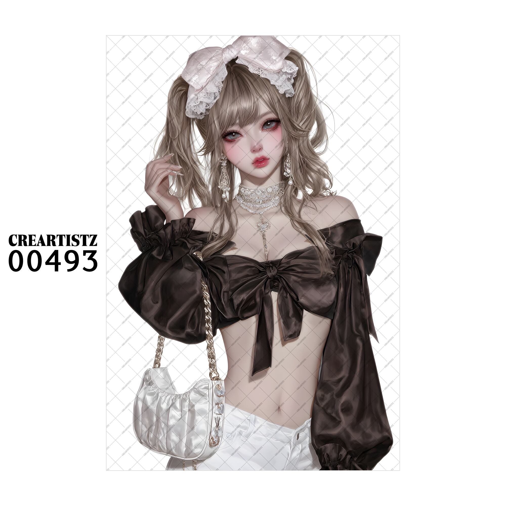 00493 ガール キュート オリジナル ペーパー/ステッカー 4枚セット CREARTISTZ