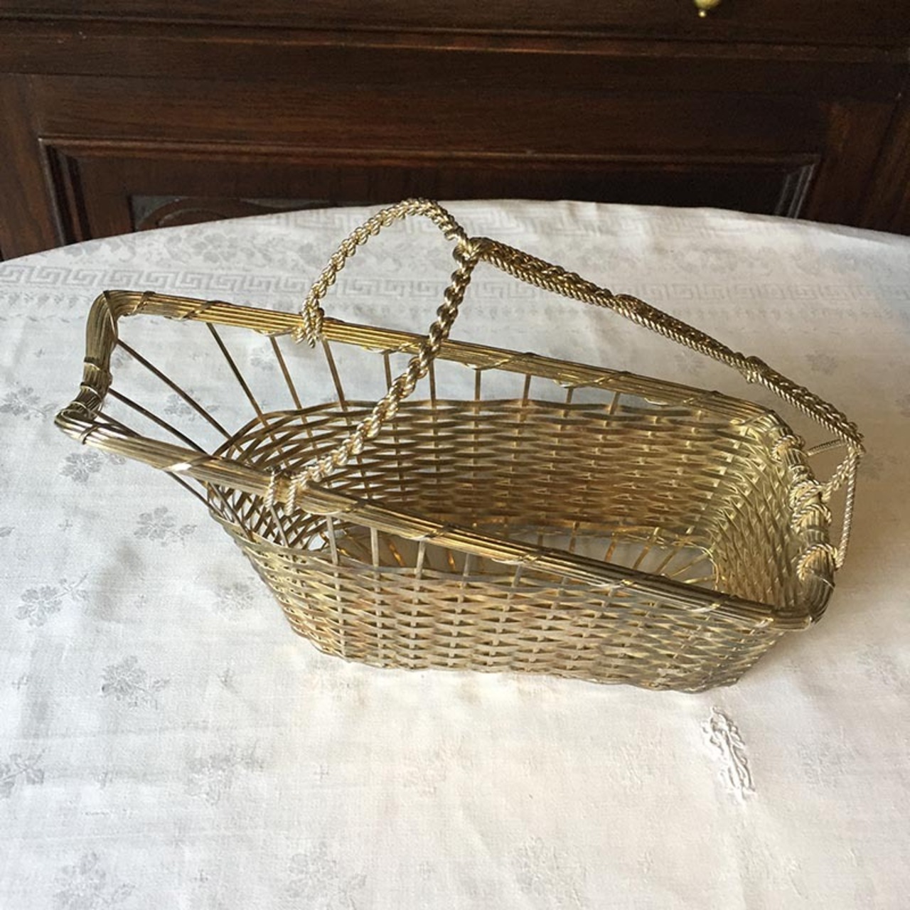 バスケット型 シルバーボトルホルダー 　ワイングッズ　ワインパニエ 12KWap18