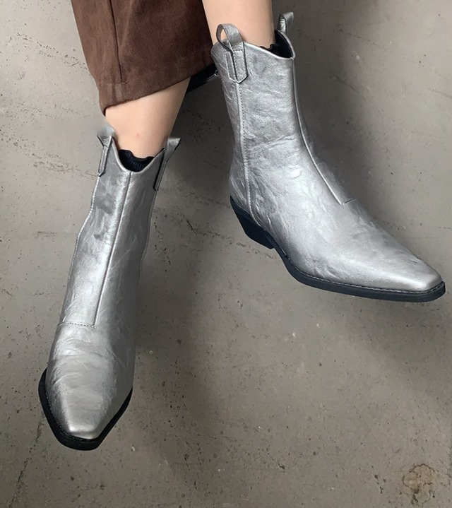 pointed rider boots silver【20231009022】