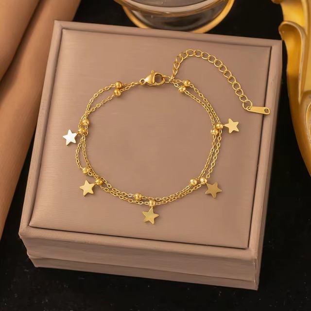 金アレ対応  ツインクルスター チェーンブレスレット(01004)