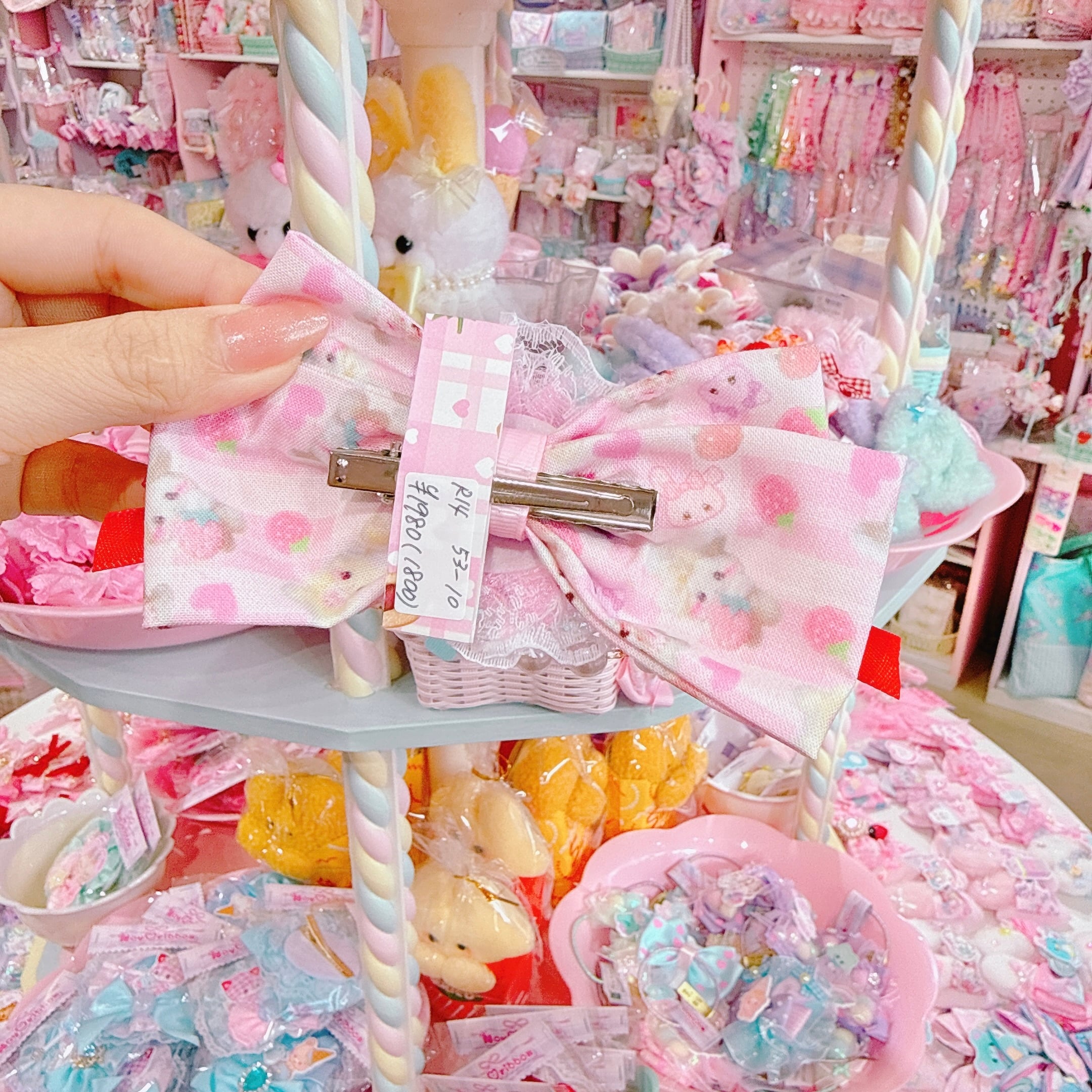 【R14】53-10布リボンヘアクリップ