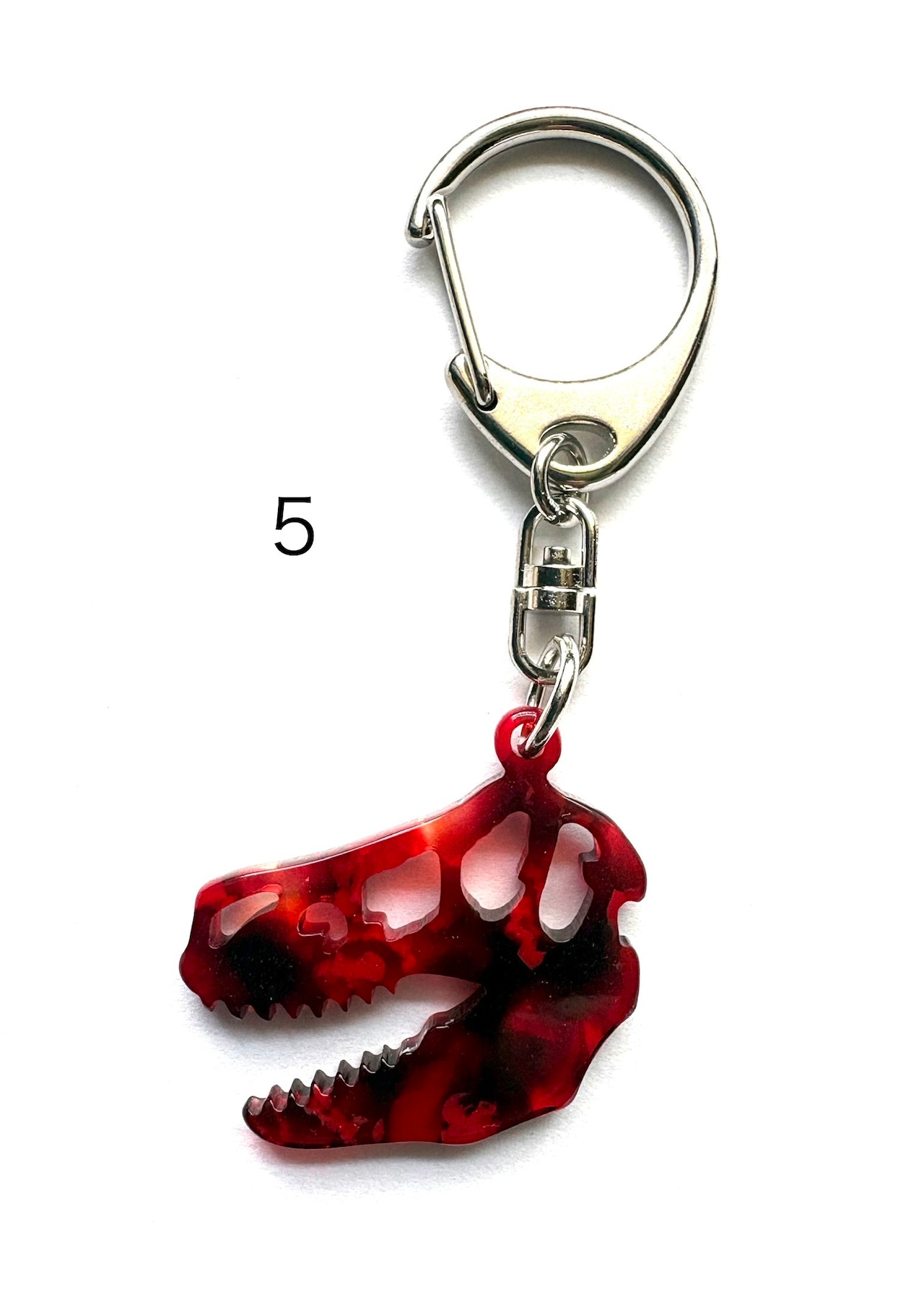恐竜キーホルダー★骨格ティラノサウルス【メガネ産地福井～メガネ素材で作ったアクセサリー】