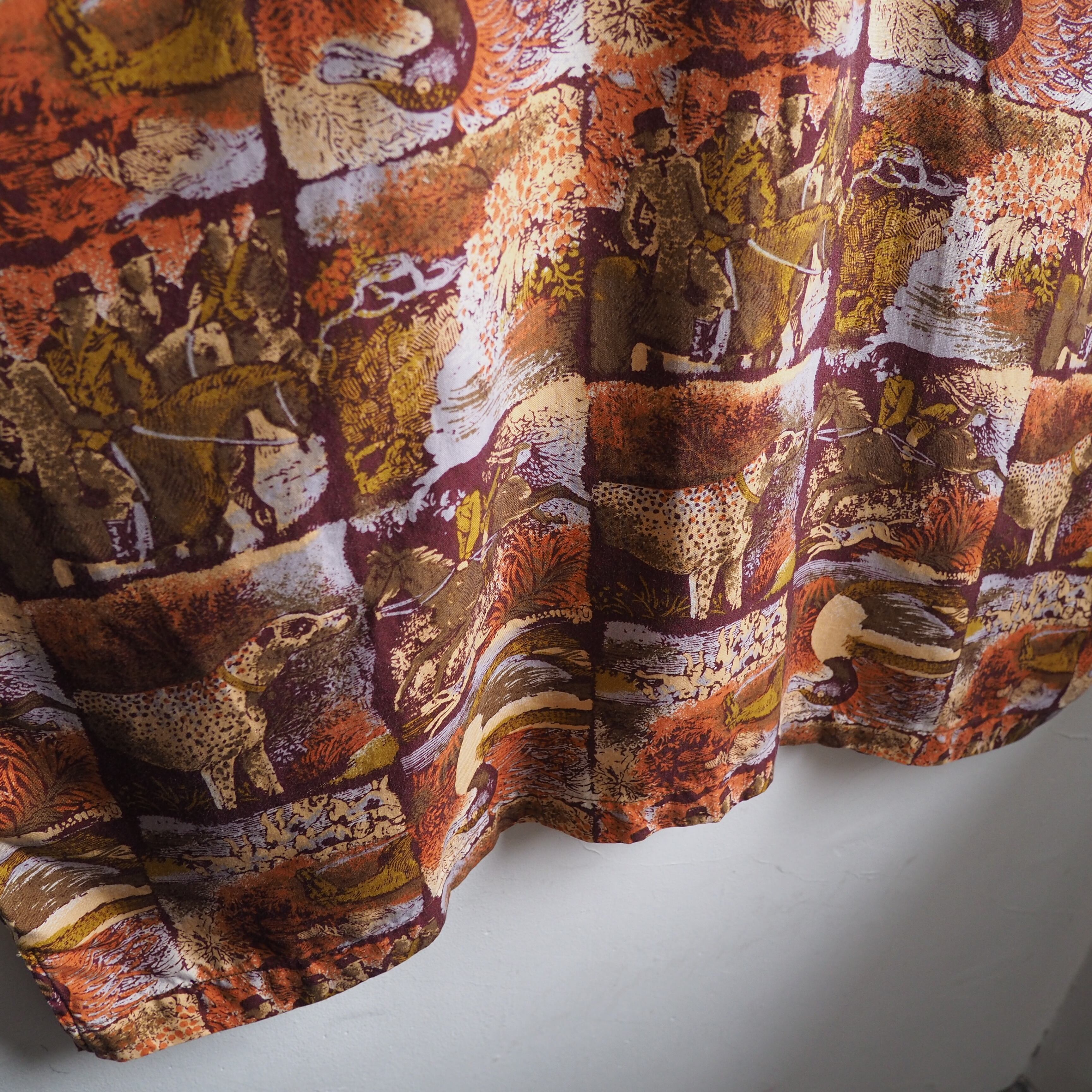 1980 - 90s Modern rétro Art full pattern Design vintage pull over rayon shirt