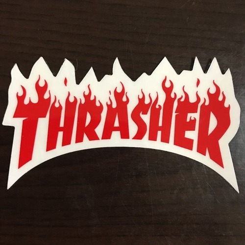 【ST-198】Thrasher Magazine スラッシャー スケートボード ステッカー Flame Medium Logo レッド