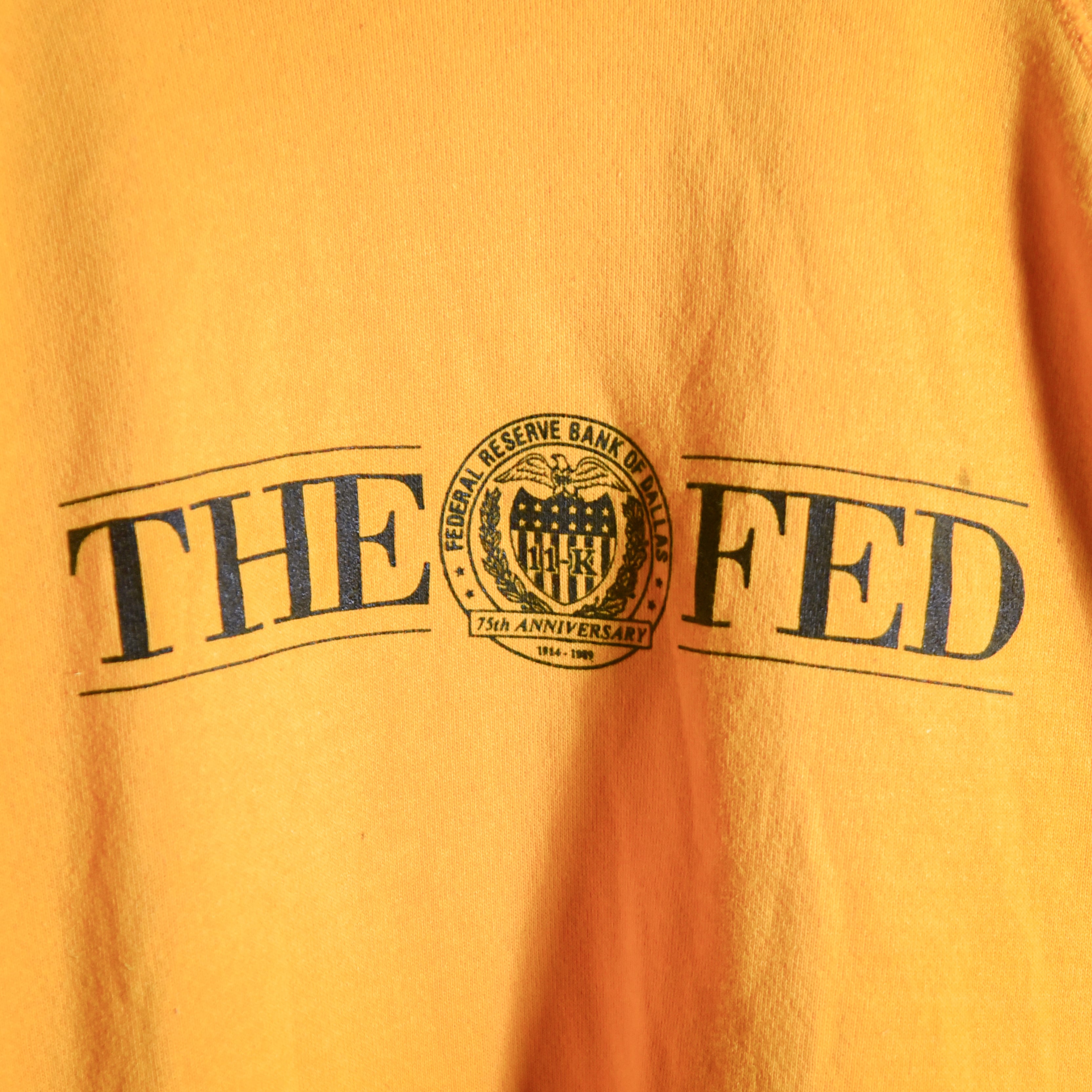 80s HANES THE FED Crew Neck Sweat Made in USA Yellow ヘインズ 企業