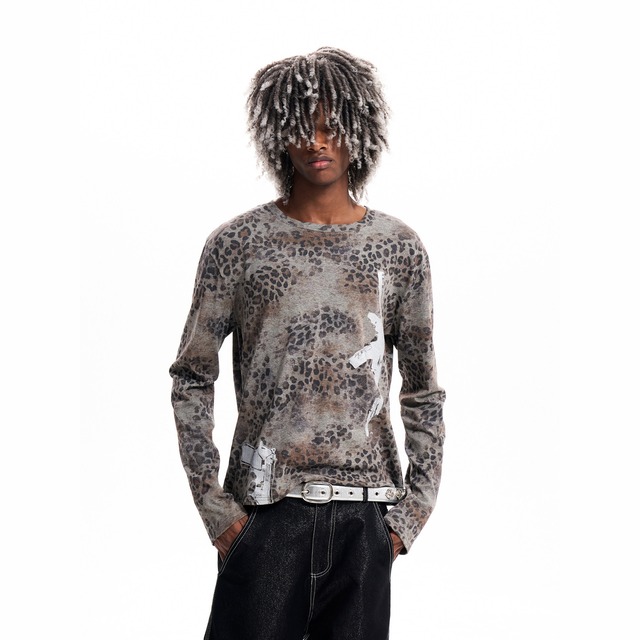 【DRIP6898】F3X Rifle Print Wing Back Leopard Long Sleeve T-Shirt