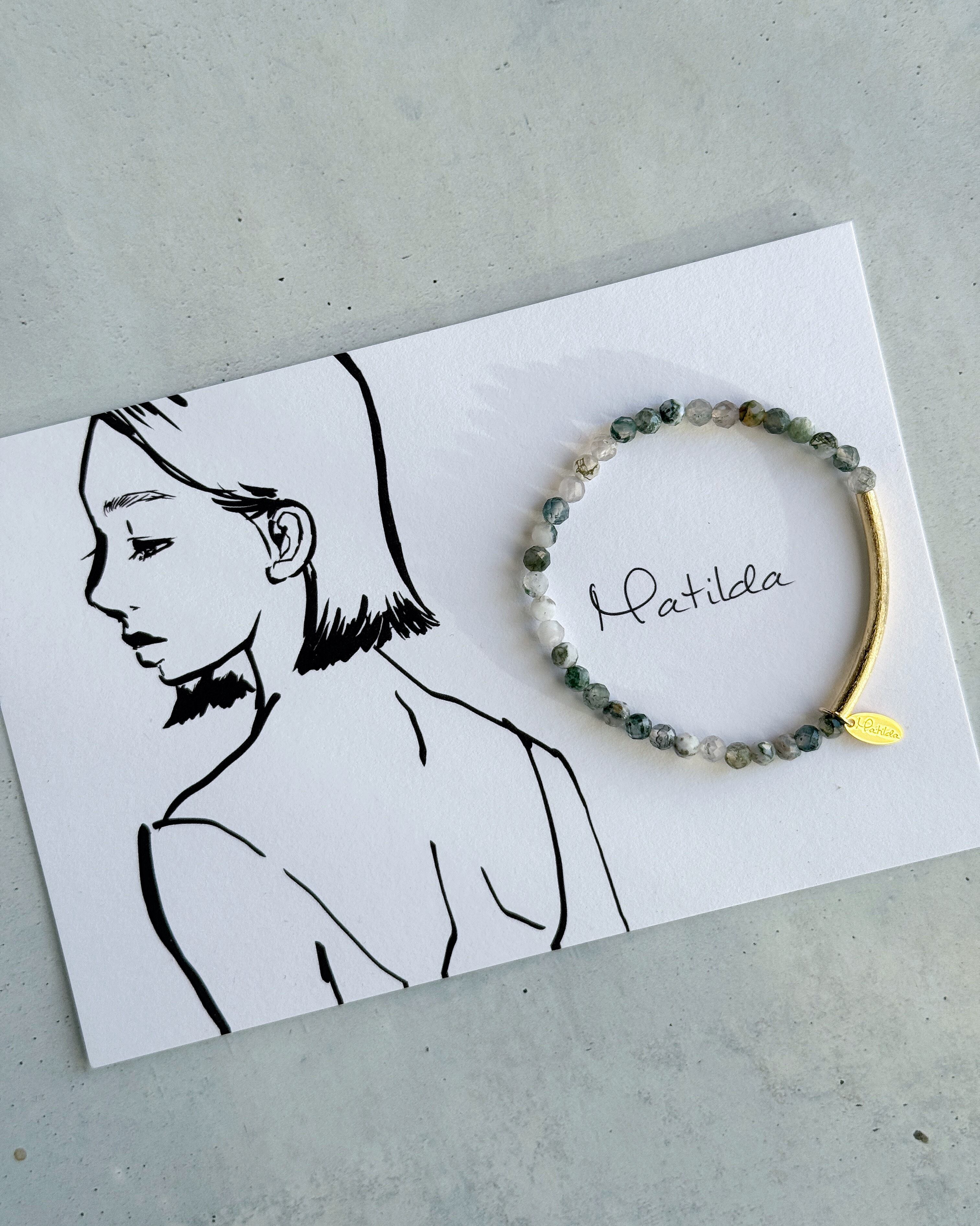 Tube & stone bracelet(モスアゲート)