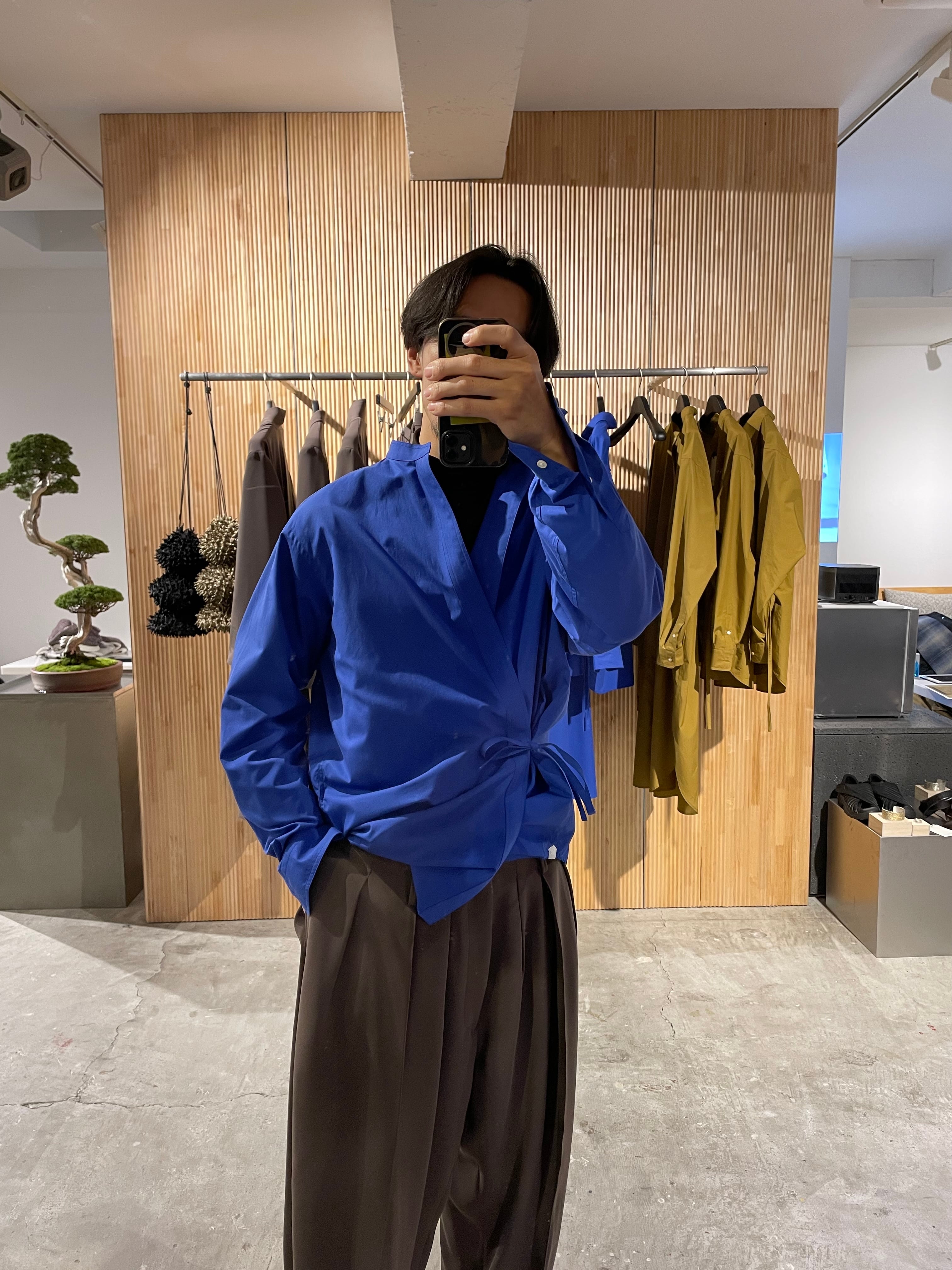 RAINMAKER】BAND COLLAR DOUGI SHIRT_BLUE | marfa store