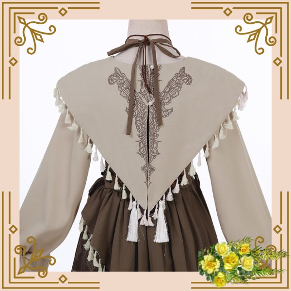 ♦フリンジ付きレトロブラウンドレス♦trnd037